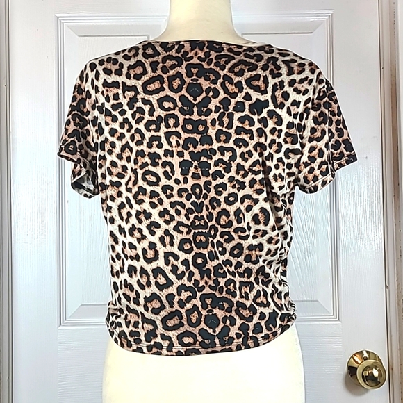 YMI Animal Print Crossover Blouse - Picture 4 of 10